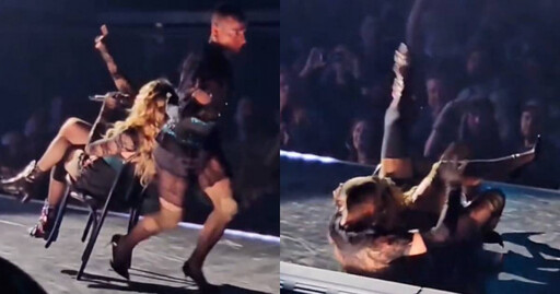 瑪丹娜演唱會中「舞台上重摔」！ 片段瘋傳遭質疑假唱