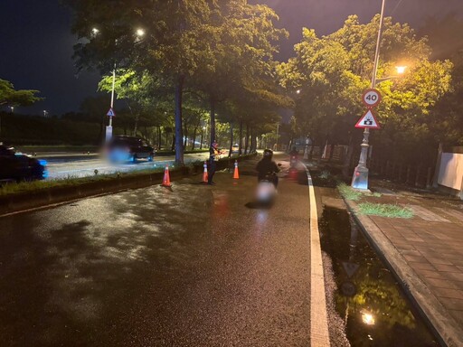 梅雨季首波鋒面到！臺中環河路機車道出現坑洞 烏日分局警疏導護用路安全