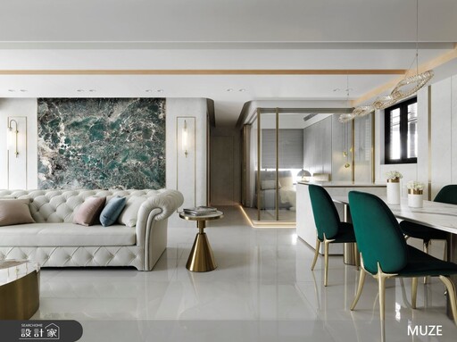 一展高級感的純白寓所！從優雅湖水綠、鍍金線條出發，讓歐美大宅瀰漫輕奢感受