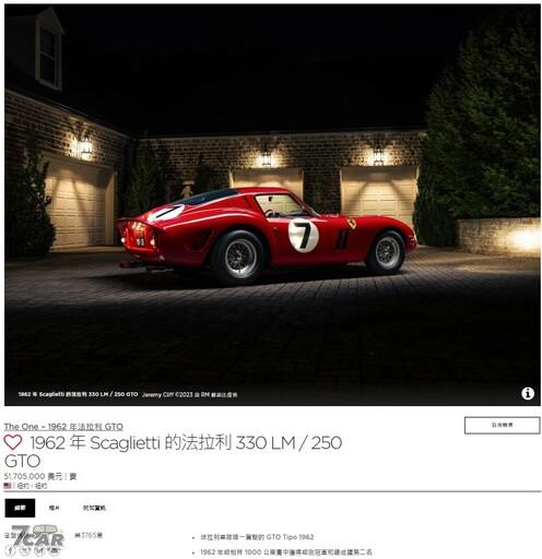 地位無可取代！ 這輛 Ferrari 330 LM / 250 GTO by Scaglietti 以 5,170 萬美金成交