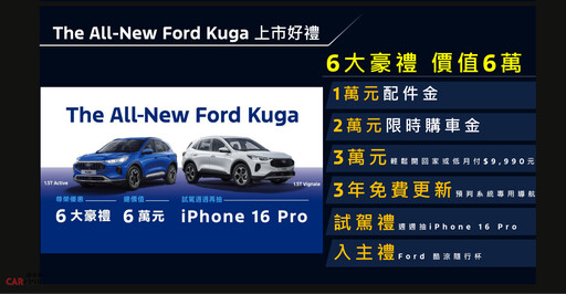 大幅度改款Ford Kuga，以舊換新86.9萬元起、6萬元6大豪禮，再度投入競爭最激烈的百萬休旅！