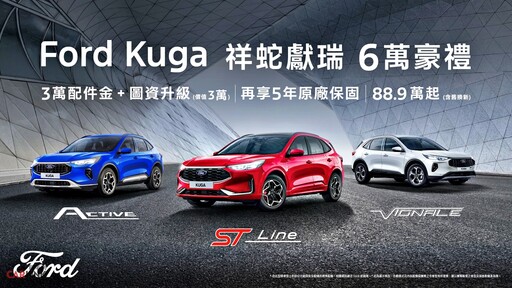 『開工好康』Ford Kuga享祥蛇獻瑞6萬豪禮再贈5年原廠保固、皮卡銷售冠軍Ranger享百萬0利率！