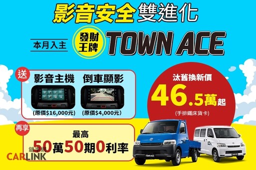 Toyota指定車款送JBL音響揚聲器、Town Ace再享影音安全雙進化、Granvia商旅享購車優惠！