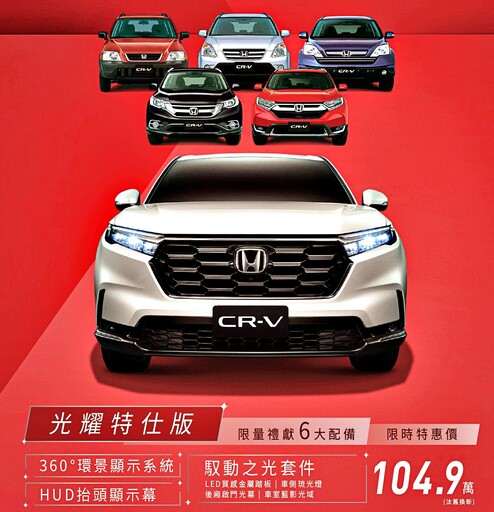 慶祝Honda CR-V問世30周年,光耀特仕版汰舊換新價104.9萬、100萬0利率限時實施中!