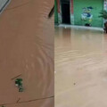 考試遇暴雨「淹水2層樓」 學生套泳圈游到考場畫面瘋傳