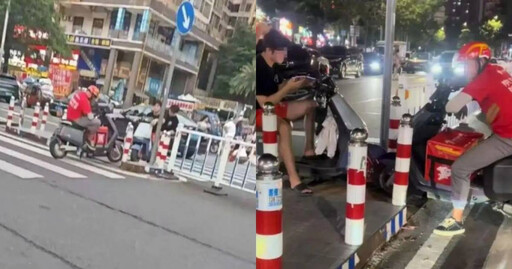 比誰倔強?外送員、電動車騎士「馬路對峙4小時」 目擊者:天都黑了