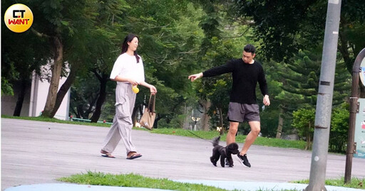 娛樂報報/林嘉綺與老公公園遛狗 甜笑互動如新婚般甜蜜