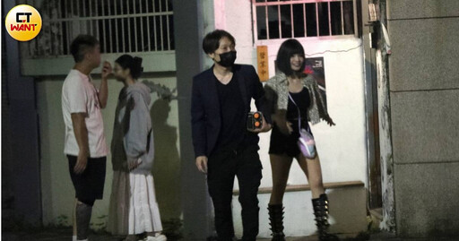 娛樂報報/郭鬼鬼勁裝長腿現身內湖 帥氣西裝男相伴身份成謎