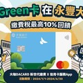 2024永豐現金回饋Green卡，綠色5%/繳費登錄10%回饋