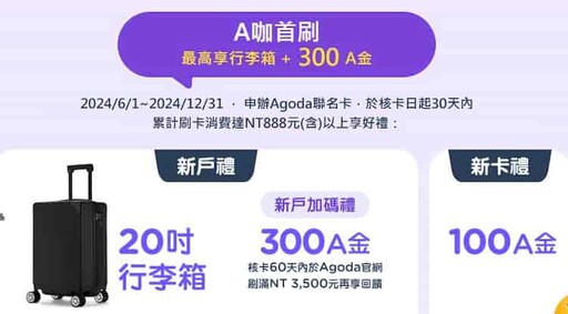 中信Agoda聯名卡，訂房6%/交通餐飲10%/最高40%折扣