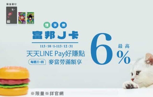 2024 富邦J卡日韓實體6%/指定10%，保費12期0利率