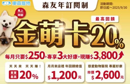 2025寵物通路信用卡優惠,最高10%回饋/6期0利率
