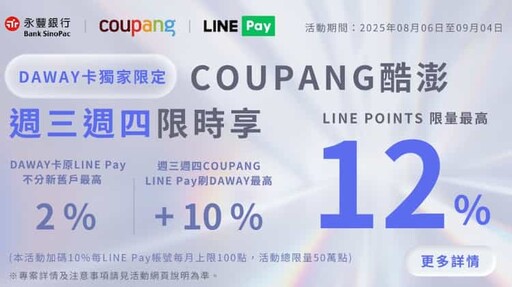 2025永豐DAWAY信用卡最高綁LINE Pay 6%/國外4%回饋