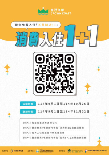 「消費入住1+1」邀您暢遊皇冠海岸 指定自行車友善旅宿再抽五星住宿券!