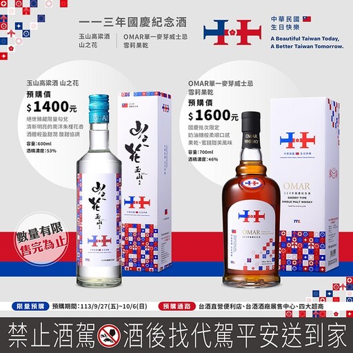 台酒113年國慶紀念酒曝光！展現團結與共榮精神 限量發行預購開跑