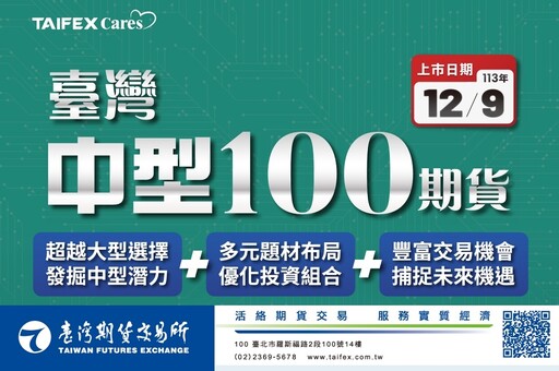 臺灣期貨交易所推出「臺灣中型100指數期貨」 深化期貨市場商品多元性