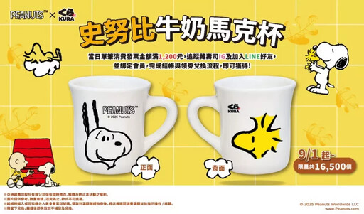 暑假大壓軸!藏壽司 x Peanuts滿額贈 史努比造型圓盤、牛奶馬克杯8/25起秒殺開搶
