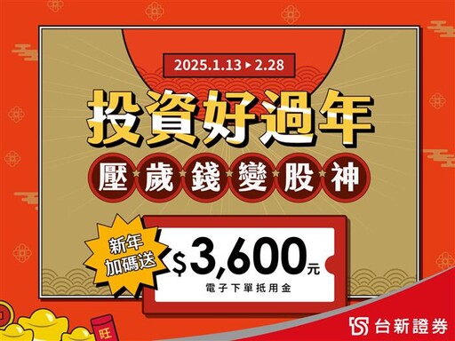 台新證券迎金蛇年 開戶送3,600元 四大禮包