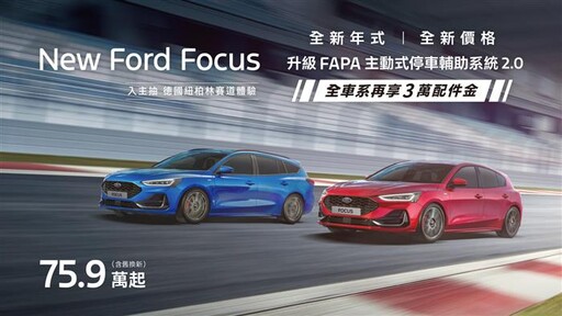 New Ford Focus舊換新75.9萬起 再抽德國賽道體驗