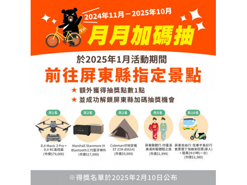 交通部觀光署「台灣觀光100亮點」1月主打在屏東 快來遊亮點 抽好禮 探索屏東魅力