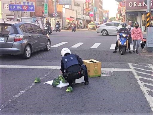 昂貴花菜灑一地 北門警幫忙撿拾避損失