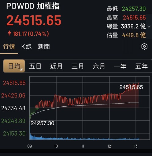 台股改寫歷史新高24515點！收漲148點 分析師：還沒看到反轉訊號