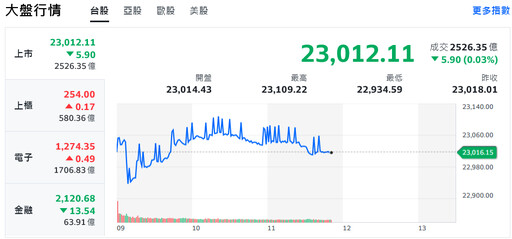 美股全盤皆墨、道瓊連9黑 台股多空交戰力守23000點大關