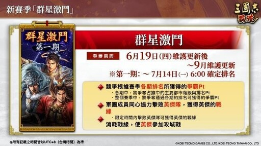 『三國志霸道』新賽季「群星激鬥」開幕！全新LR武將「魏延」、「管夷吾」於6月更新登場
