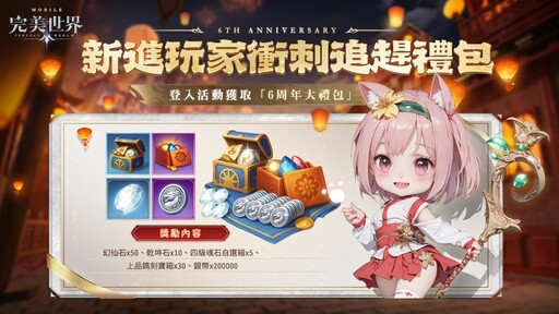 《完美世界M》六周年盛典開啟，邀玩家共襄盛舉！登入就送豐富虛寶好禮