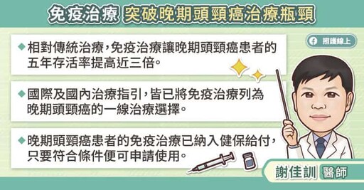 突破晚期頭頸癌治療瓶頸！免疫治療解析，腫瘤專科醫師圖文懶人包