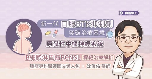 新一代口服BTK抑制劑突破治療困境,原發性中樞神經系統B細胞淋巴瘤PCNSL標靶治療解析,腫瘤專科醫師圖文懶人包