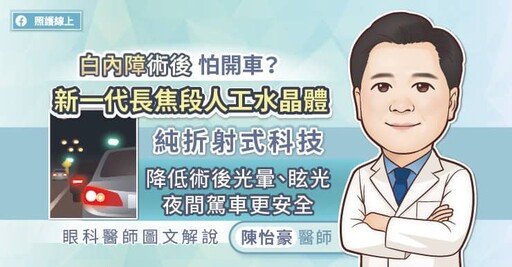 白內障術後眩光怕開車?新一代長焦段人工水晶體純折射式科技降低術後光暈、眩光,夜間駕車更安全,眼科醫師圖文解說
