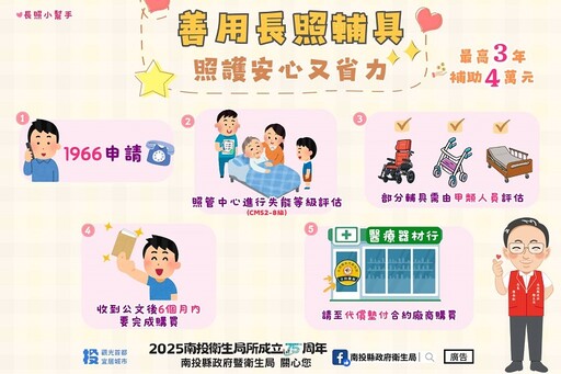 長照輔具補助申請真方便 南投縣去年4680鄉親受惠