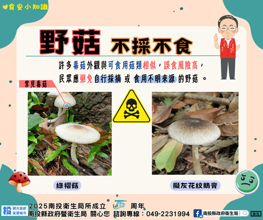野生菇類勿亂採亂吃 民眾留意食安風險
