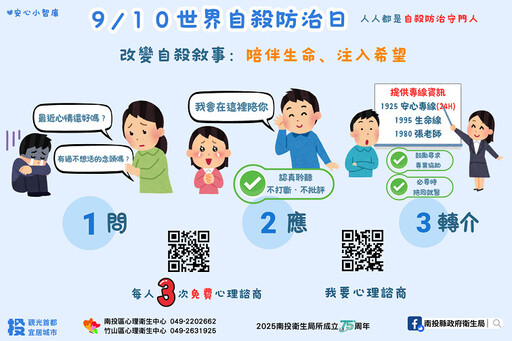 9/10世界自殺防治日 改變自殺敘事：陪伴生命、注入希望