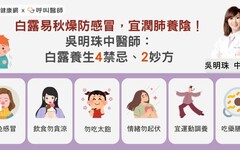 白露易秋燥防感冒，宜潤肺養陰！吳明珠中醫師：白露養生4禁忌、2妙方