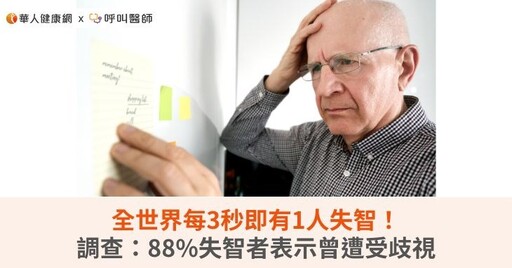 全世界每3秒即有1人失智！調查：88%失智者表示曾遭受歧視