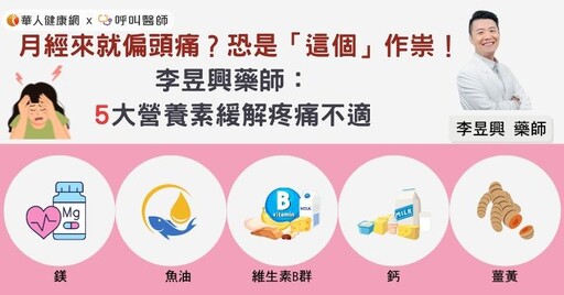 月經來就偏頭痛？恐是「這個」作祟！李昱興藥師：5大營養素緩解疼痛不適