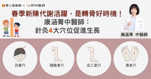 春季新陳代謝活躍，是轉骨好時機！康涵菁中醫師：針灸4大穴位促進生長