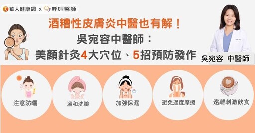 酒糟性皮膚炎中醫也有解！吳宛容中醫師：美顏針灸4大穴位、5招預防發作