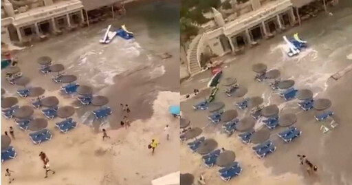 反常「氣象海嘯」襲擊度假小島 海水狂灌遊客驚逃畫面曝