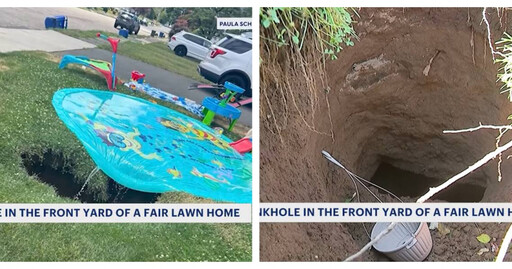 1歲男童自家院子玩耍「地層竟裂開」 媽聽到爆炸聲壞：出現3公尺深天坑