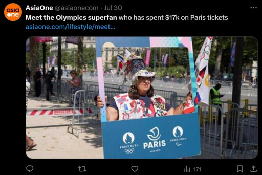 巴黎奧運／奧運狂粉40年來親赴7屆奧運現場 她「滿身戰利品」花33萬買門票