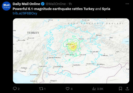 土耳其6.1極淺層強震「震源深度9公里」！民眾慌逃畫面曝 敘利也有感