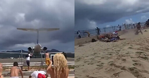 為了看飛機起飛!瑪侯海灘遊客遭強風「吹到海中」 網酸:好蠢
