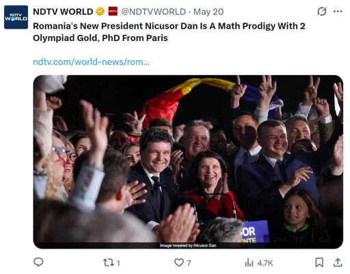 從數學天才到國家元首!羅馬尼亞新總統背景曝光 2奧林匹亞金牌、巴黎博士學歷超狂