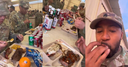 美國大兵部隊享用牛排龍蝦大餐 網懷疑「戰前最後一餐」?