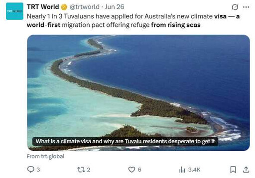 三分之一人口搶氣候簽證!台灣友邦吐瓦魯大規模移民計畫 盼移居澳洲躲海平面上升危機