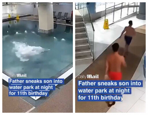 深夜水上樂園驚見父子身影?他帶兒子偷偷闖工作地點過生日 結局讓全網感動