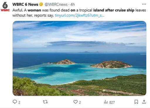 花162萬參加郵輪旅遊卻命喪荒島！80歲婦遭遺忘一夜身亡 網轟郵輪疏失